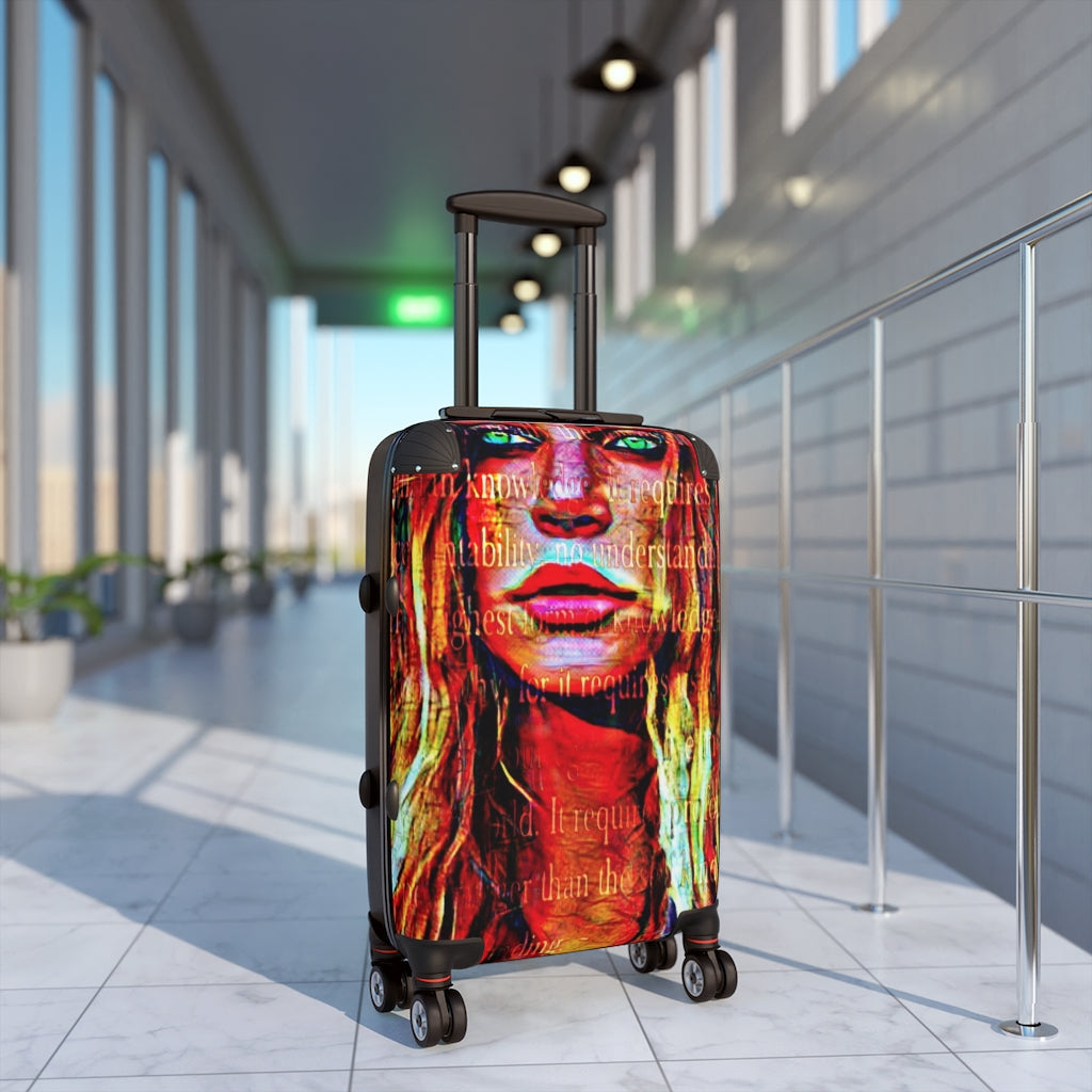 Geotrott Pop Star Face Graffiti Art Cabin Suitcase Extended Storage Adjustable Telescopic Handle Double Wheeled Polycarbonate Hard-Shell Built-In Lock