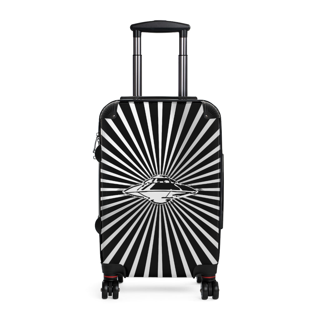 Getrott Flying Saucer UFO Alien Black and White Cabin Suitcases Extended Storage Adjustable Telescopic Handle Double wheeled Polycarbonate Hard-shell Built-in Lock-Bags-Geotrott