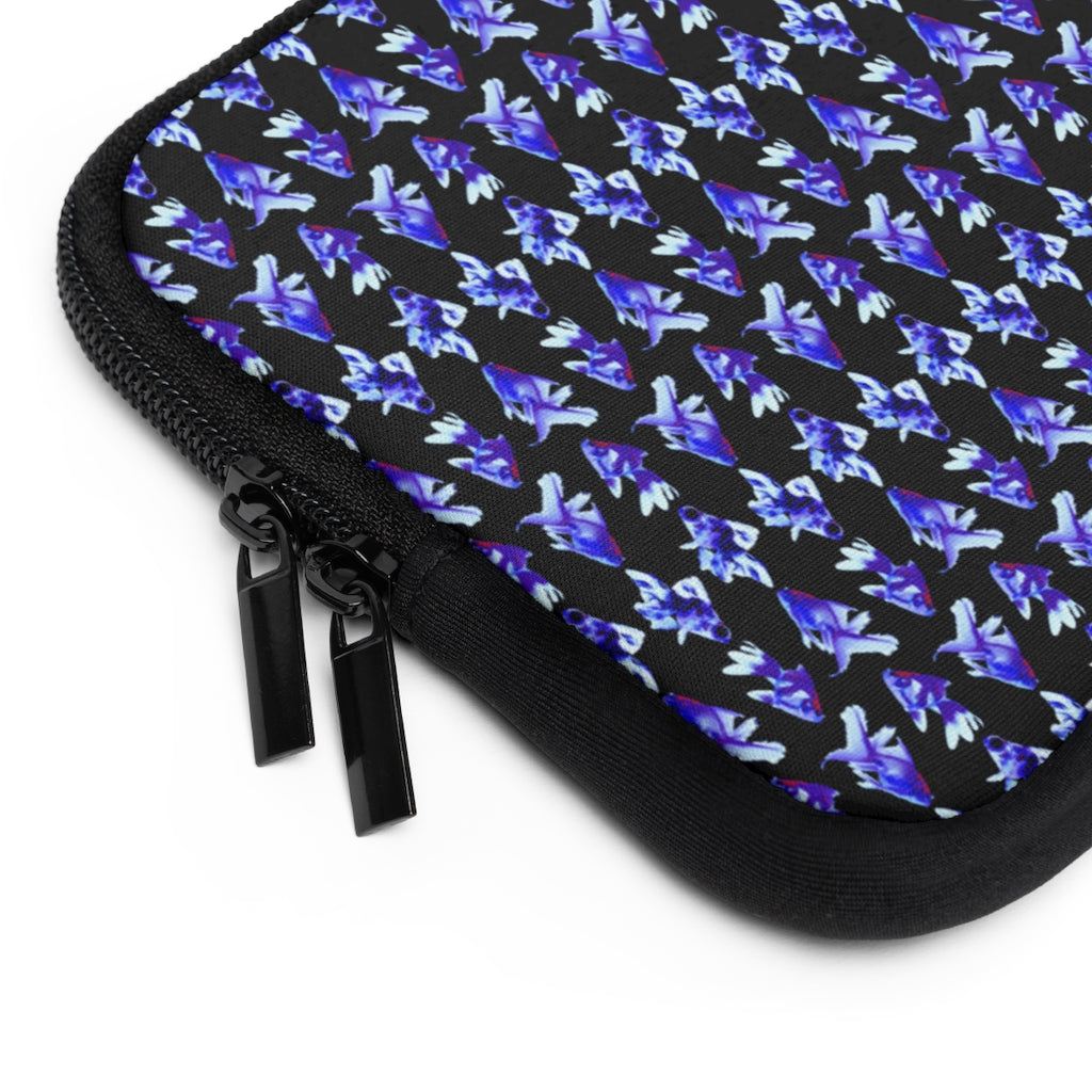 Geotrott Blue Goldfish Pattern Black Laptop Sleeve