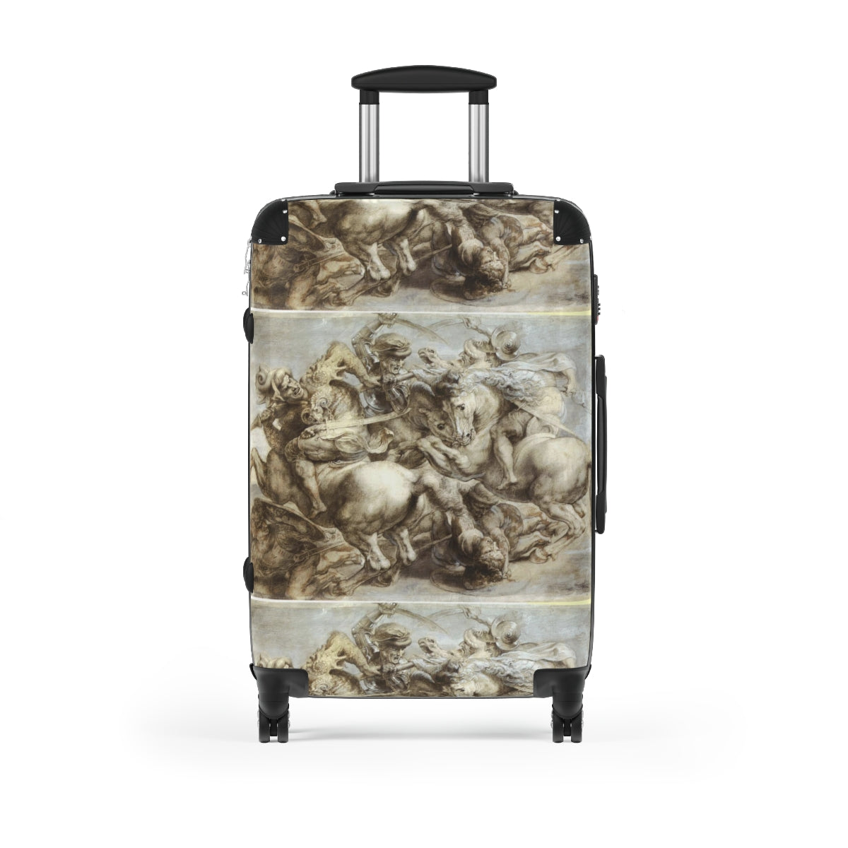 Getrott The Battle of Anghiari (Leonardo) by Leonardo Da Vinci Black Cabin Suitcase Extended Storage Adjustable Telescopic Handle Double wheeled Polycarbonate Hard-shell Built-in Lock-Bags-Geotrott