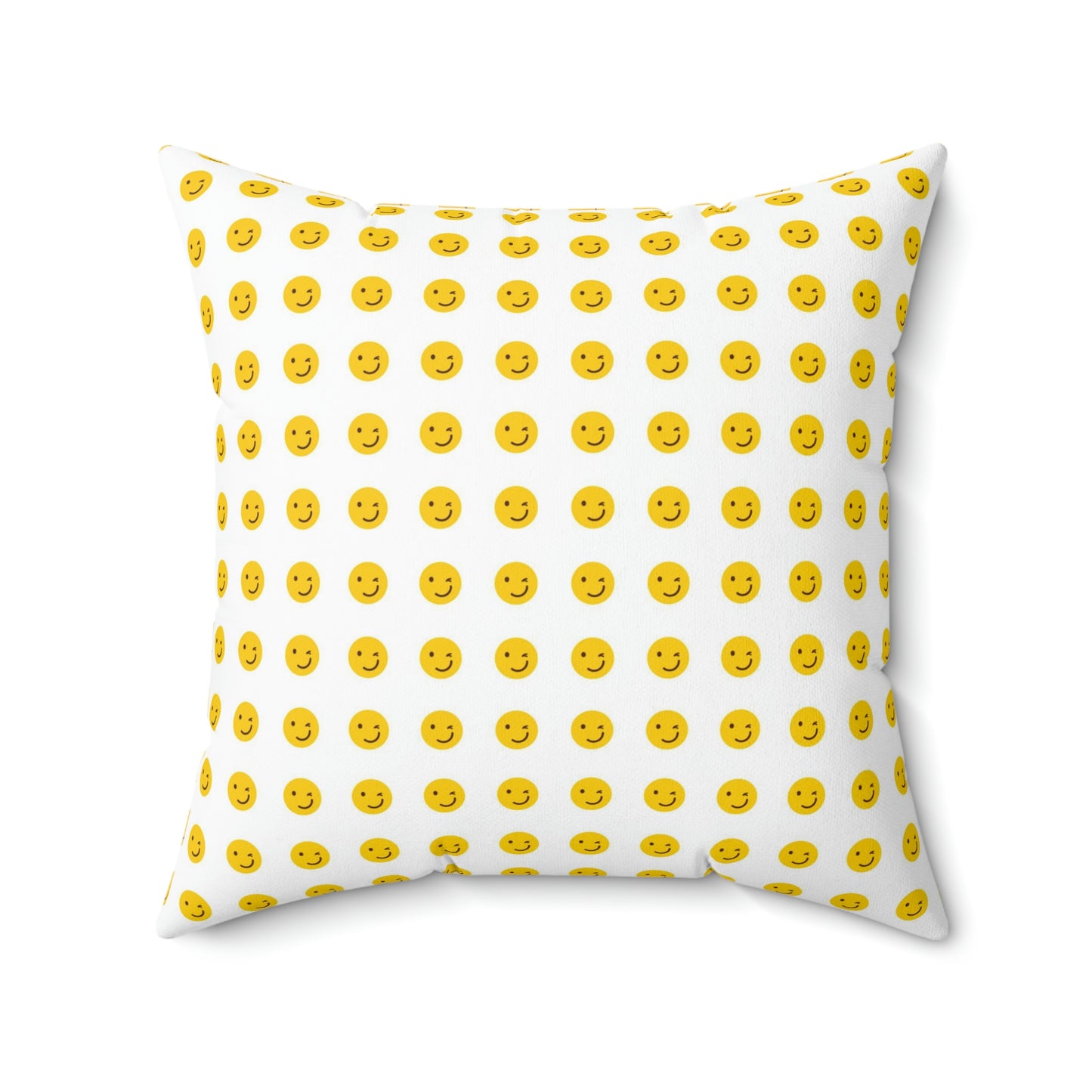 Geotrott Emojis Winking Face White Spun Polyester Square Pillow-Home Decor-Geotrott