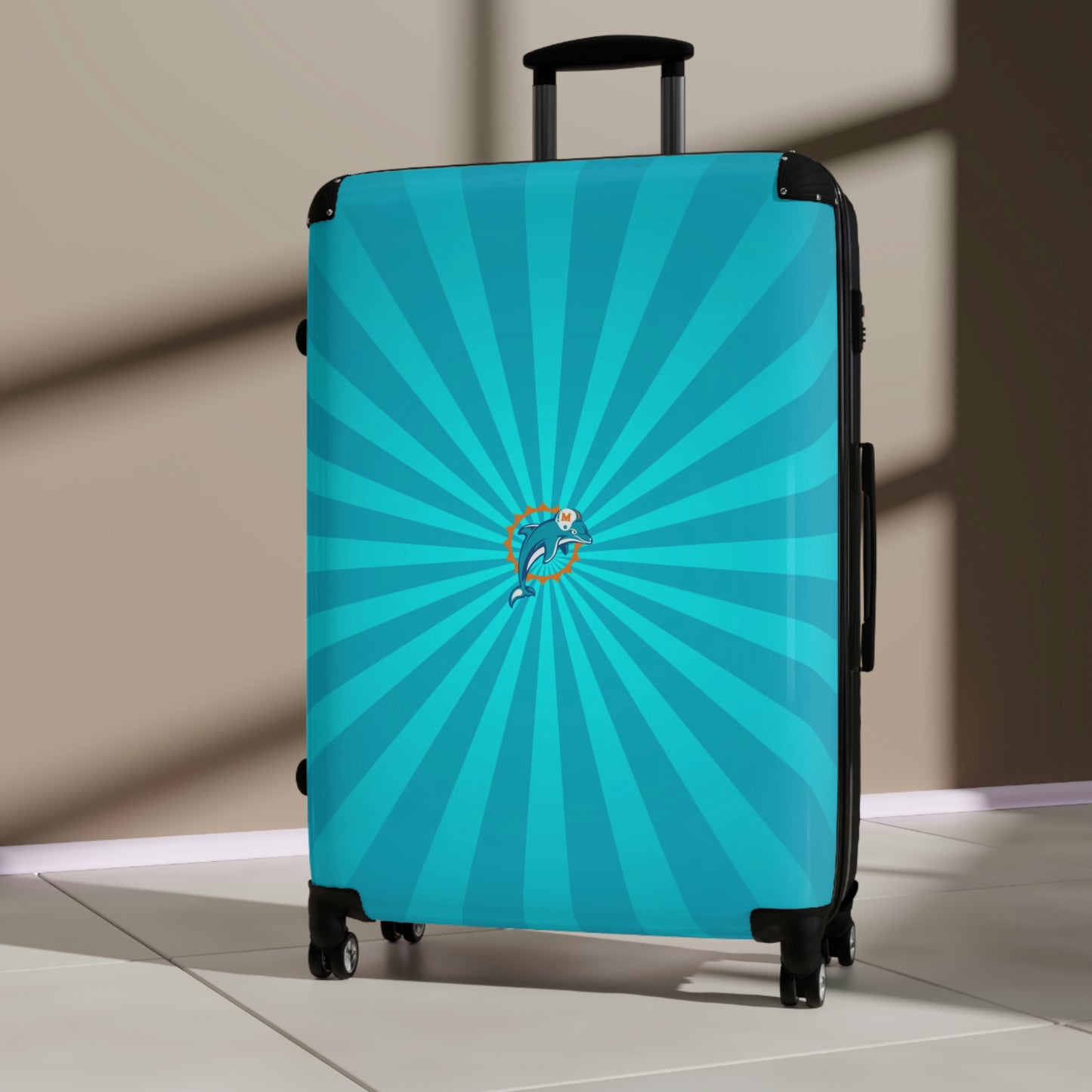 Geotrott Miami Dolphins National Football League Nfl Team Logo Cabin Suitcase Rolling Luggage Checking Bag