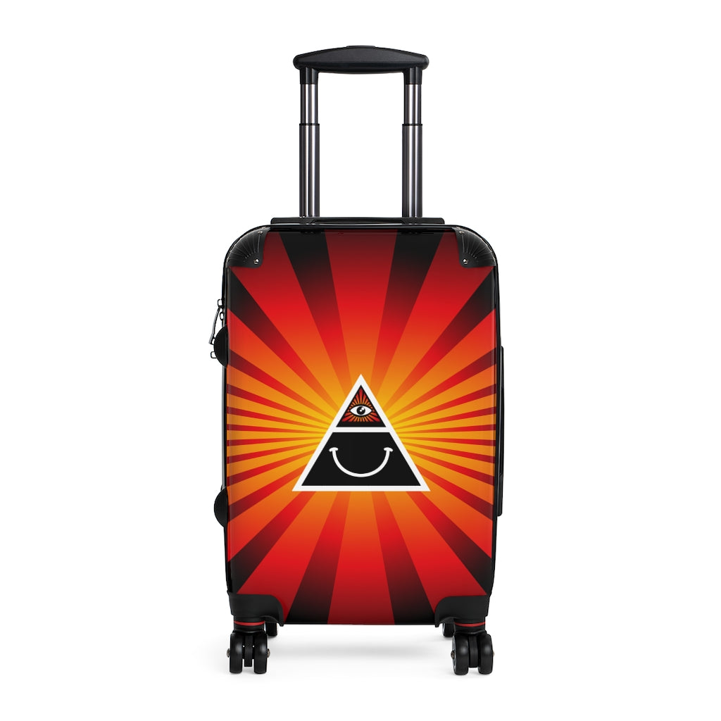 Getrott Illuminati Triangle Happy Face Red Cabin Suitcase Extended Storage Adjustable Telescopic Handle Double wheeled Polycarbonate Hard-shell Built-in Lock-Bags-Geotrott
