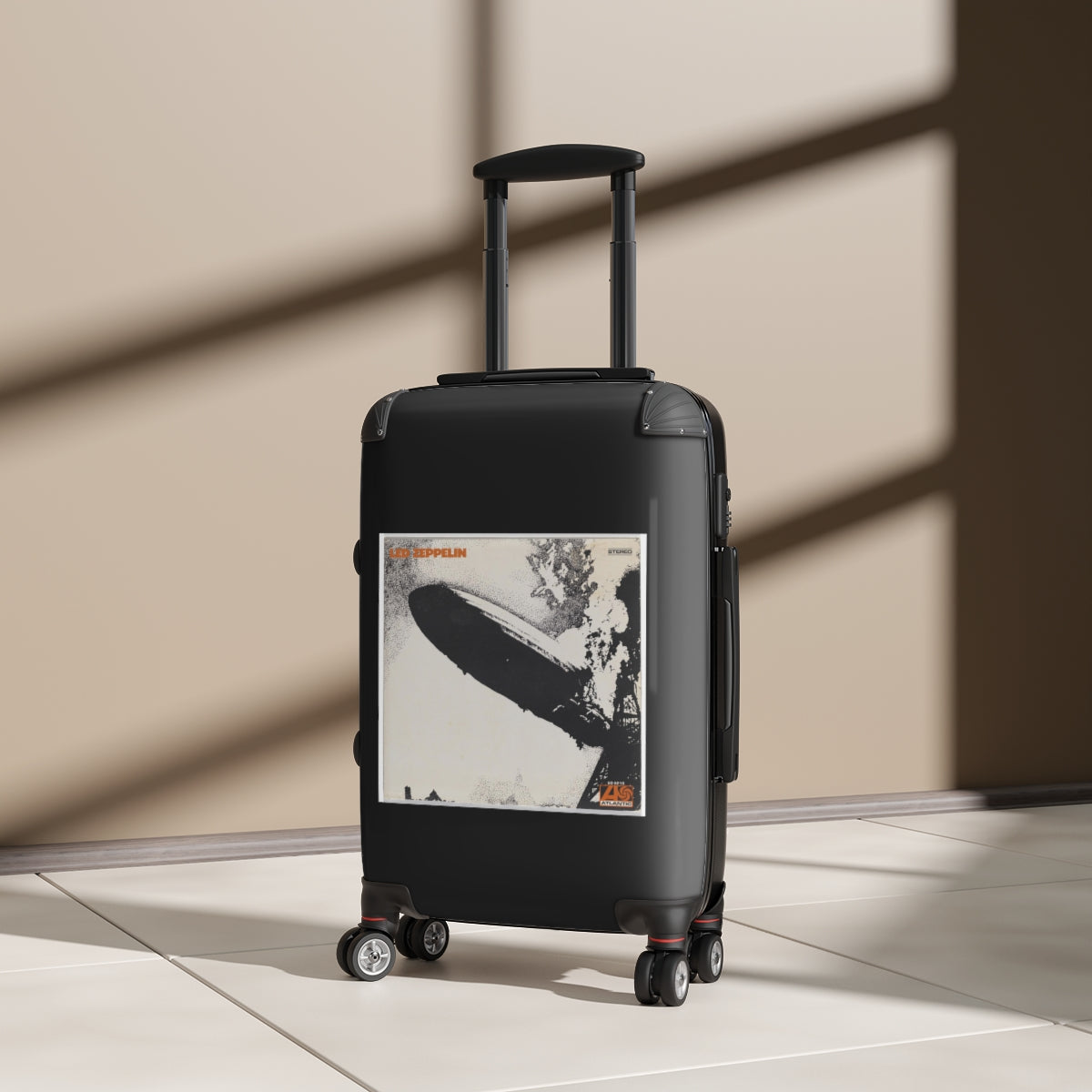 Geotrott Led Zeppelin Led Zeppelin 1969 Black Cabin Suitcase Extended Storage Adjustable Telescopic Handle Double Wheeled Polycarbonate Hard Shell Built In Lock
