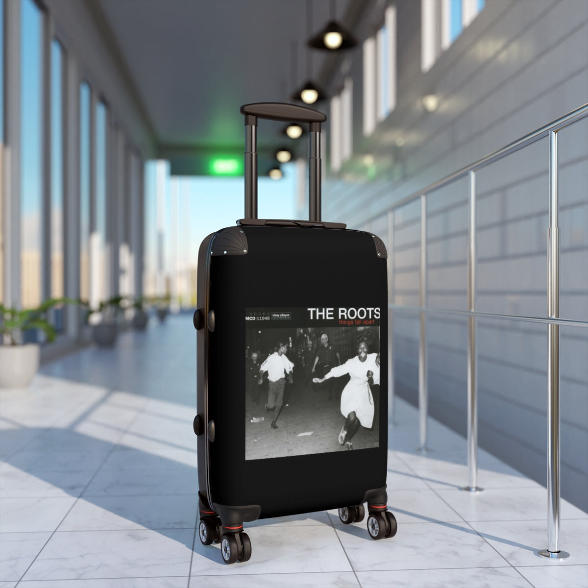 Geotrott The Roots Things Fall Apart 1999 Black Cabin Suitcase Extended Storage Adjustable Telescopic Handle Double Wheeled Polycarbonate Hard Shell Built In Lock