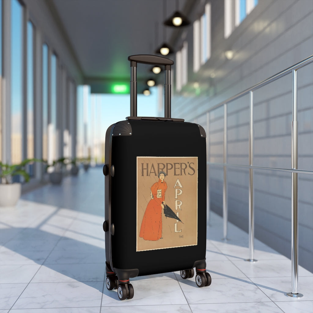 Getrott Harpers April World Classic Poster Black Cabin Suitcase Extended Storage Adjustable Telescopic Handle Double wheeled Polycarbonate Hard-shell Built-in Lock-Bags-Geotrott