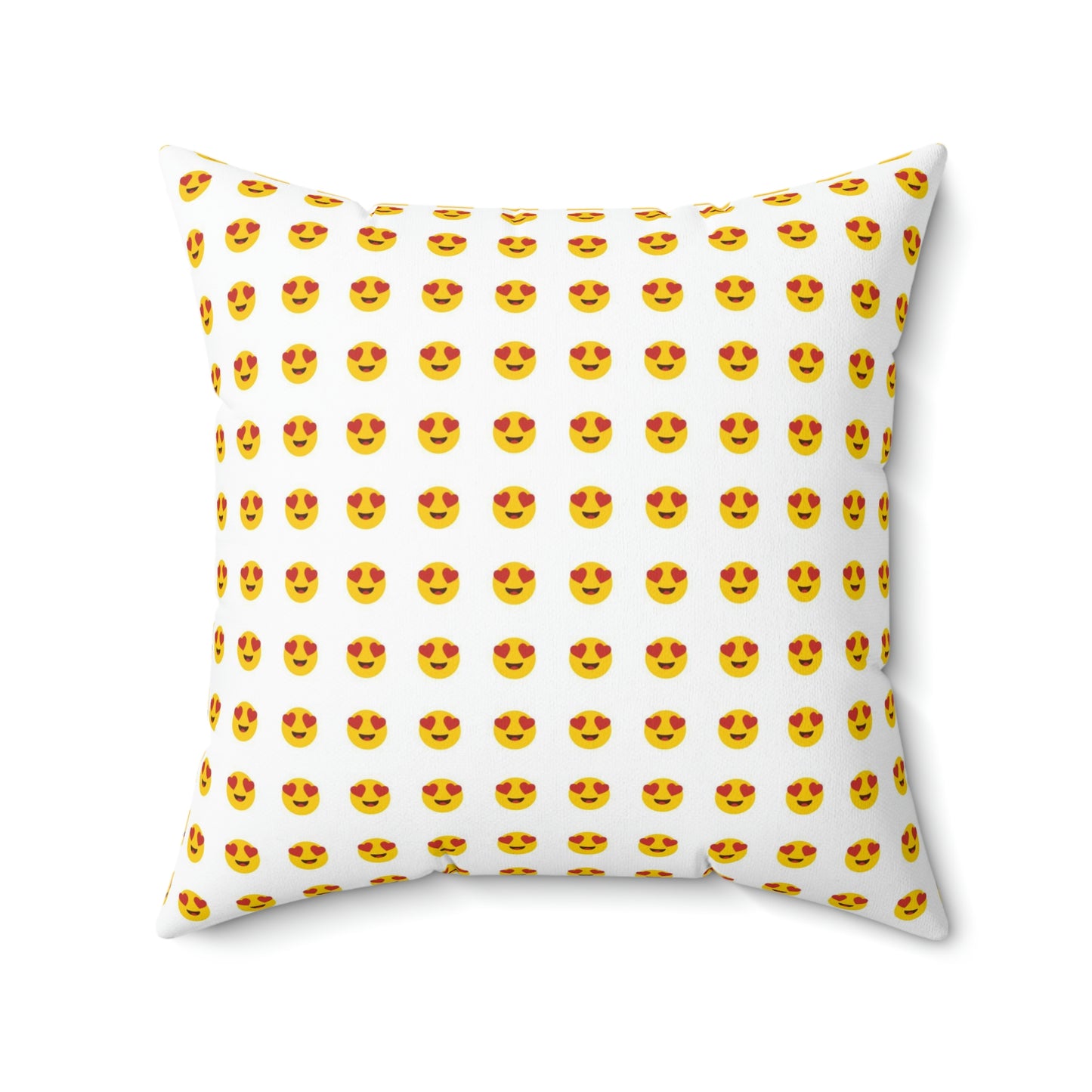 Geotrott Emojis Smiling Face With Heart-Eyes White Spun Polyester Square Pillow