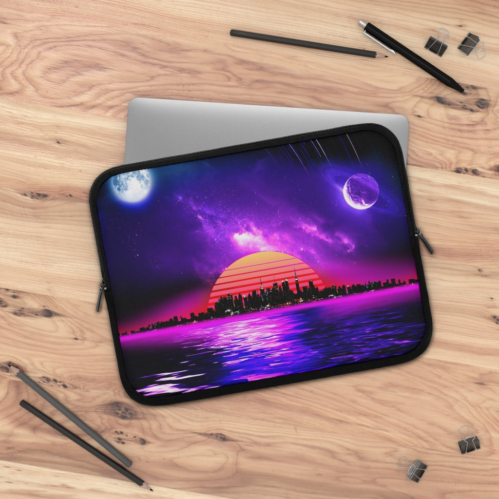 Getrott Space City Sunset Purple Black Laptop Sleeve-Laptop Sleeve-Geotrott