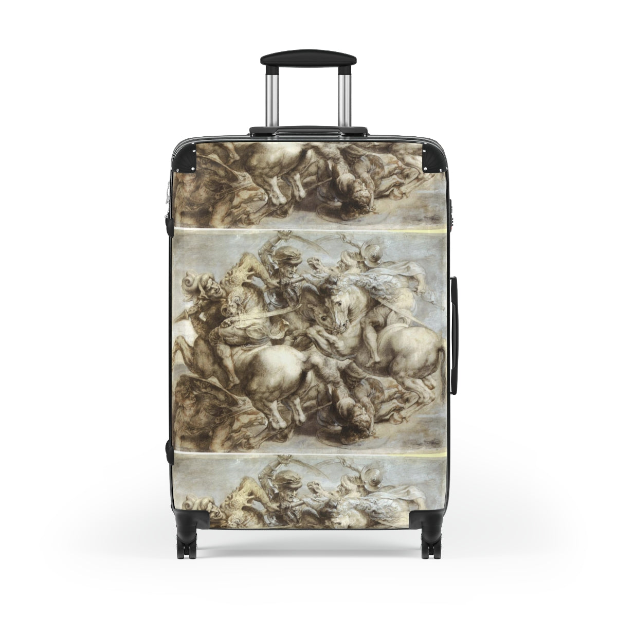 Getrott The Battle of Anghiari (Leonardo) by Leonardo Da Vinci Black Cabin Suitcase Extended Storage Adjustable Telescopic Handle Double wheeled Polycarbonate Hard-shell Built-in Lock-Bags-Geotrott