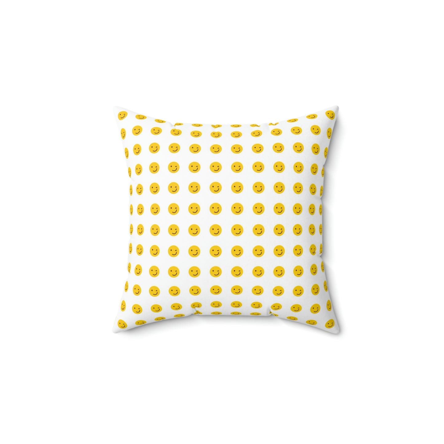 Geotrott Emojis Winking Face White Spun Polyester Square Pillow-Home Decor-Geotrott