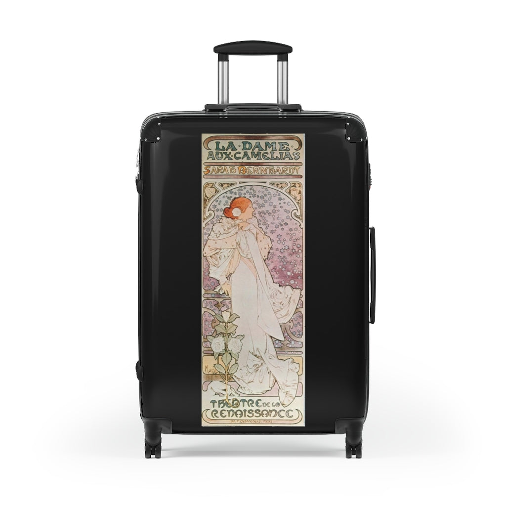 Geotrott La Dame Aux Camelias Sarah Bernhardt World Classic Poster Black Cabin Suitcase Extended Storage Adjustable Telescopic Handle Double Wheeled Polycarbonate Hard-Shell Built-In Lock