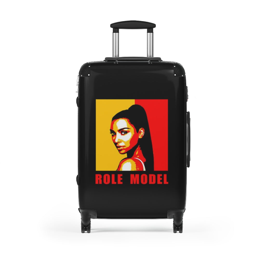 Geotrott Kim Kardashian Role Model Black, Red, Yellow Cabin Suitcase Extended Storage Adjustable Telescopic Handle Double Wheeled Polycarbonate Hard-Shell Built-In Lock