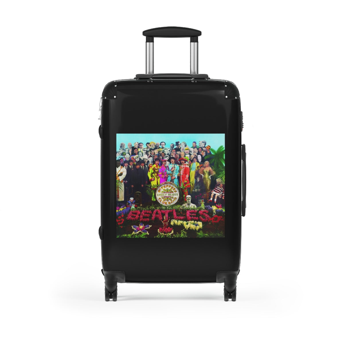 Getrott The Beatles Sgt Peppers Lonely Hearts Club Band 1967 Black Cabin Suitcase Extended Storage Adjustable Telescopic Handle Double wheeled Polycarbonate Hard-shell Built-in Lock-Bags-Geotrott