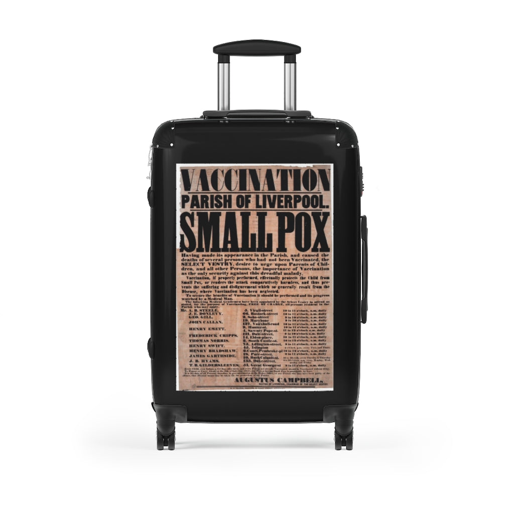 Getrott Vaccination Parish of Liverpool Small Pox World Classic Poster Black Cabin Suitcase Extended Storage Adjustable Telescopic Handle Double wheeled Polycarbonate Hard-shell Built-in Lock-Bags-Geotrott