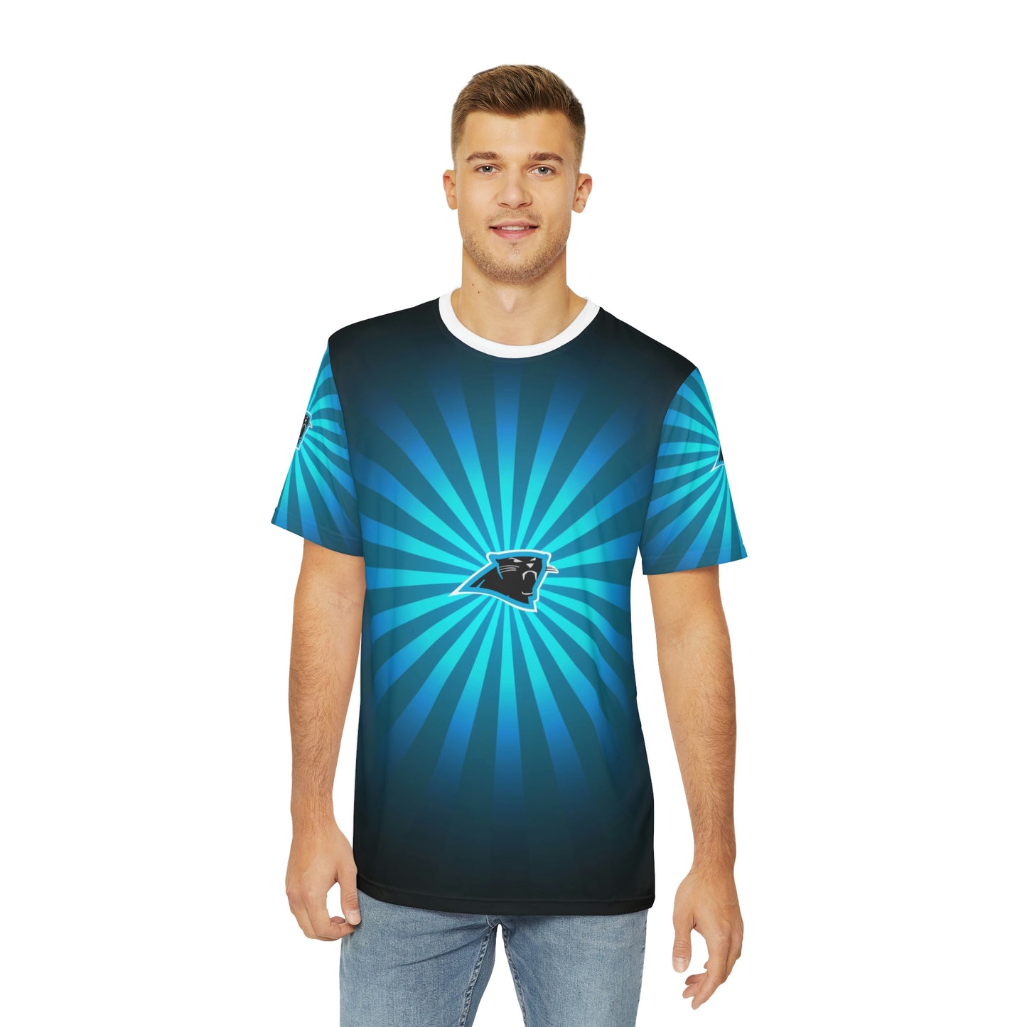 Geotrott Nfl Carolina Panthers Men'S Polyester All Over Print Tee T-Shirt
