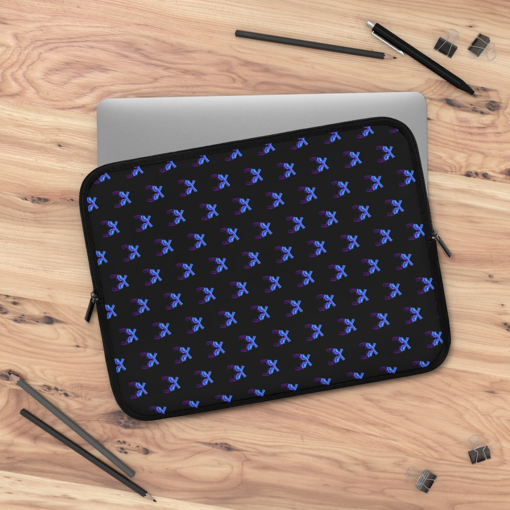 Geotrott Blue Magnum Guns Pattern Black Laptop Sleeve