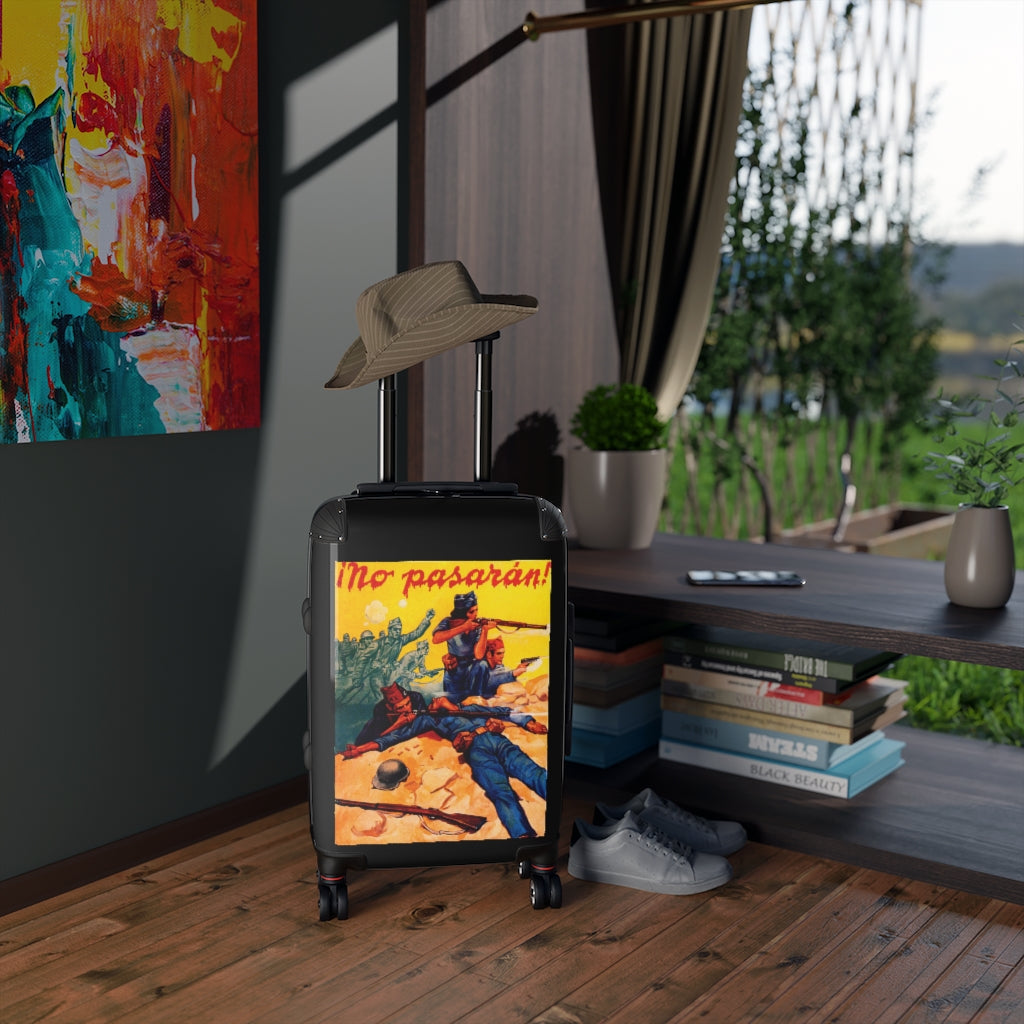 Getrott No Pasaran Spanish Civil War World Classic Poster Black Cabin Suitcase Extended Storage Adjustable Telescopic Handle Double wheeled Polycarbonate Hard-shell Built-in Lock-Bags-Geotrott