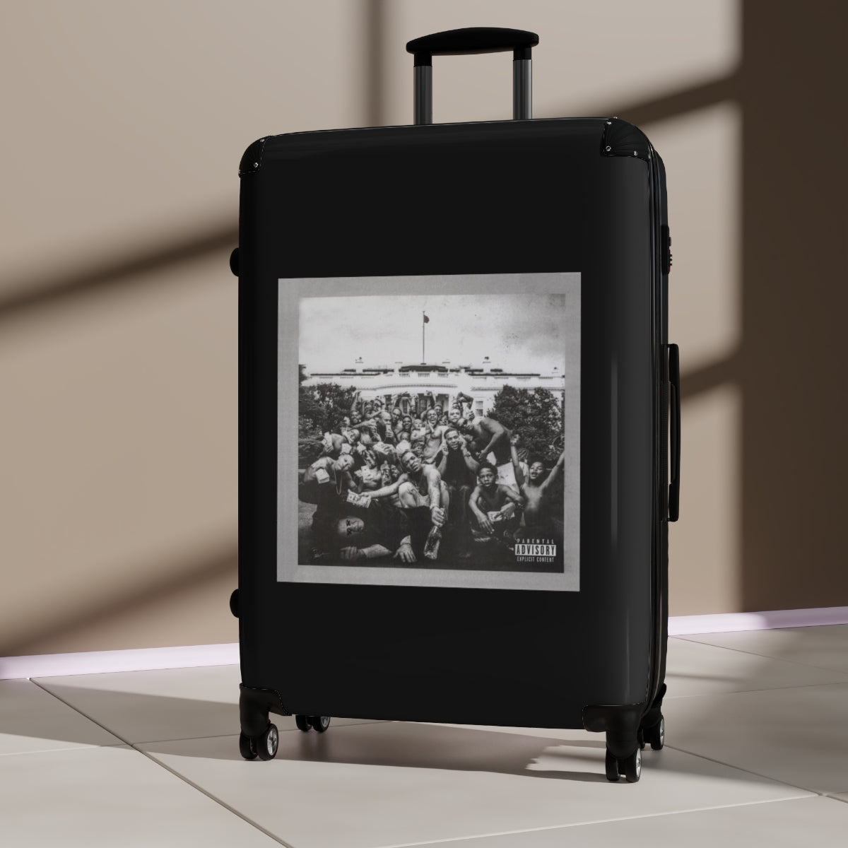 Geotrott Kendrick Lamar To Pimp A Butterfly 2015 Black Cabin Suitcase Extended Storage Adjustable Telescopic Handle Double Wheeled Polycarbonate Hard Shell Built In Lock