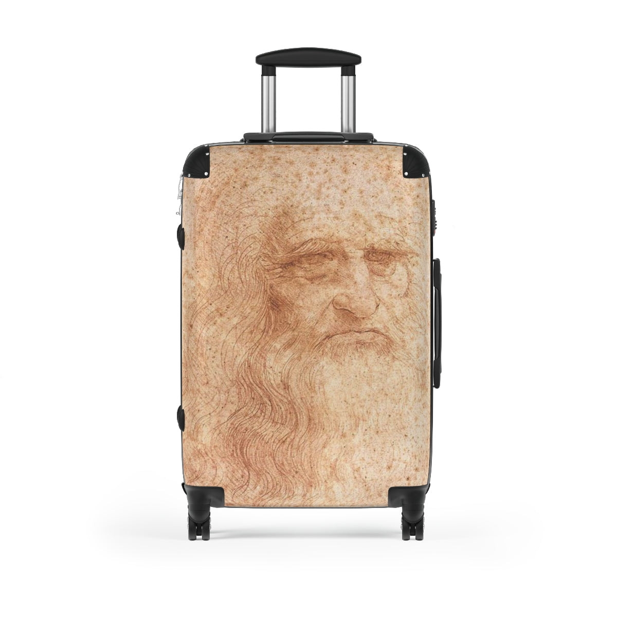 Getrott Portrait of a Man in Red Chalk by Leonardo Da Vinci Black Cabin Suitcase Extended Storage Adjustable Telescopic Handle Double wheeled Polycarbonate Hard-shell Built-in Lock-Bags-Geotrott