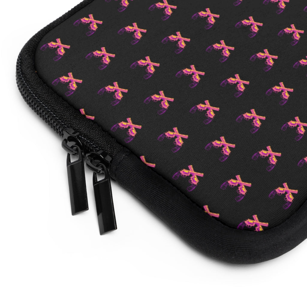 Geotrott Pink Magnum Guns Pattern Black Laptop Sleeve