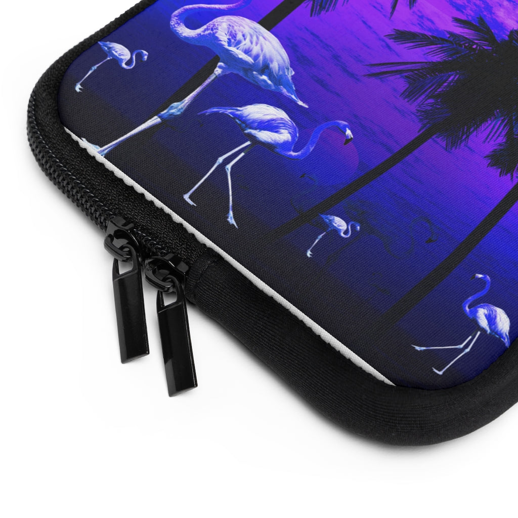 Getrott Blue Beach Sunset Flamingos Laptop Sleeve-Laptop Sleeve-Geotrott