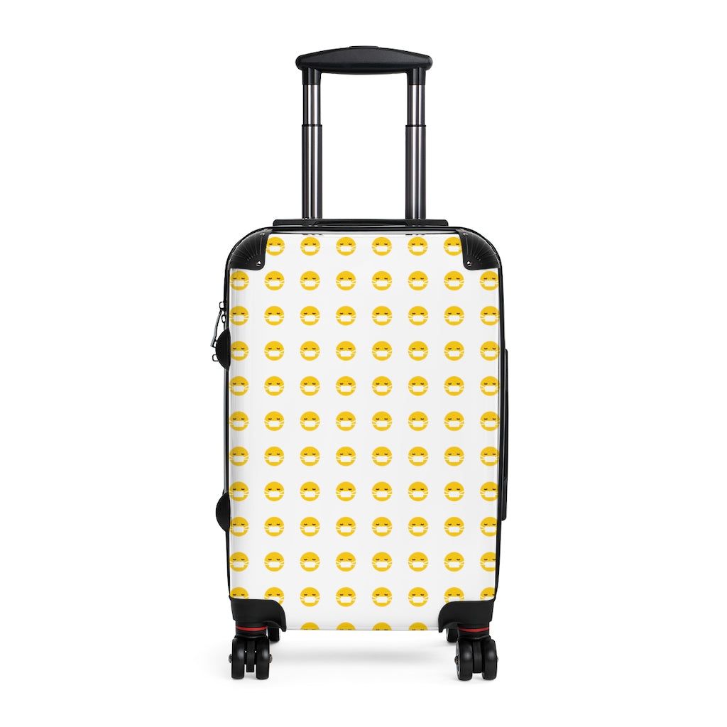 Getrott Emojis Face with Medical Mask Cabin Suitcase Extended Storage Adjustable Telescopic Handle Double wheeled Polycarbonate Hard-shell Built-in Lock-Bags-Geotrott