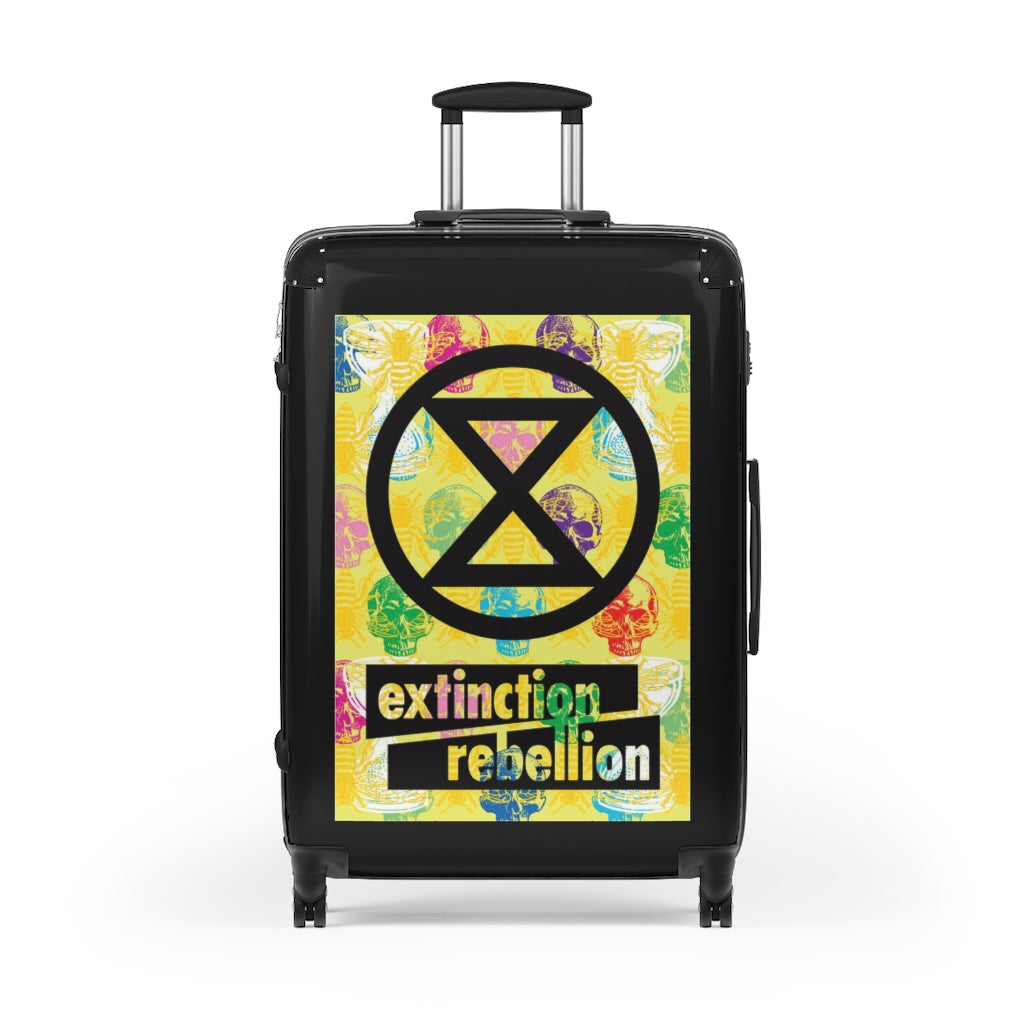 Getrott Extintion Rebellion Poster Black Cabin Suitcase Extended Storage Adjustable Telescopic Handle Double wheeled Polycarbonate Hard-shell Built-in Lock-Bags-Geotrott