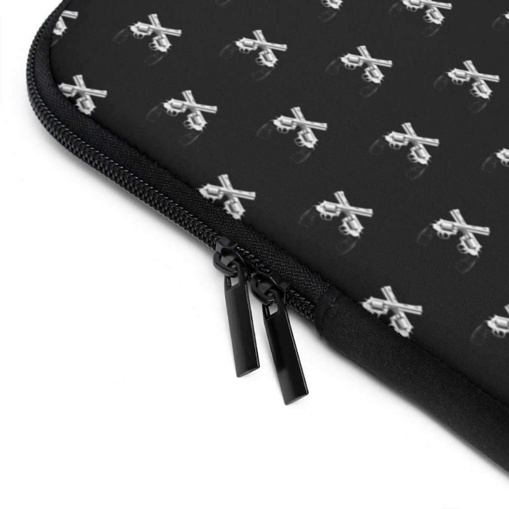 Getrott Black and White Magnum Guns Pattern Black Laptop Sleeve-Laptop Sleeve-Geotrott