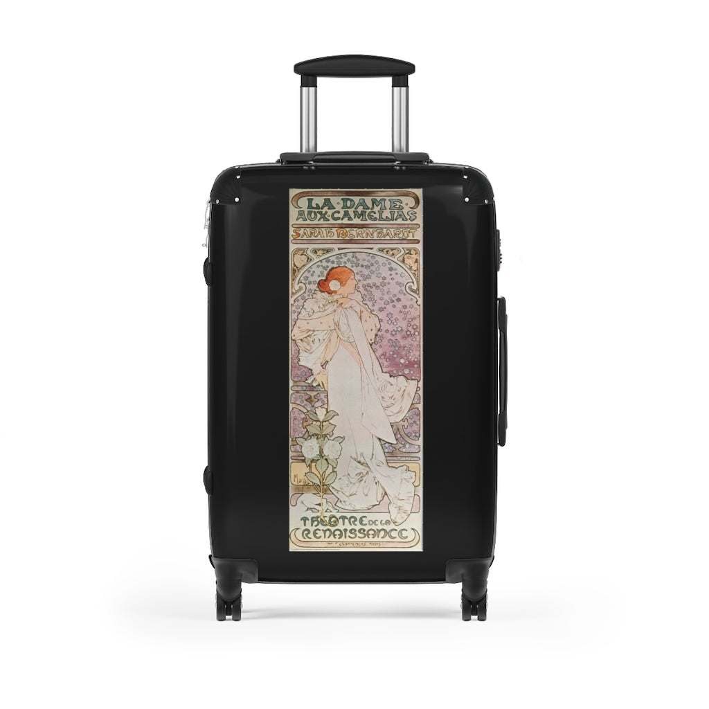 Geotrott La Dame Aux Camelias Sarah Bernhardt World Classic Poster Black Cabin Suitcase Extended Storage Adjustable Telescopic Handle Double Wheeled Polycarbonate Hard-Shell Built-In Lock