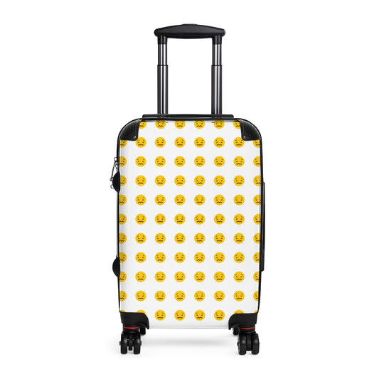 Geotrott Emojis Confounded Face Cabin Suitcase Extended Storage Adjustable Telescopic Handle Double Wheeled Polycarbonate Hard-Shell Built-In Lock