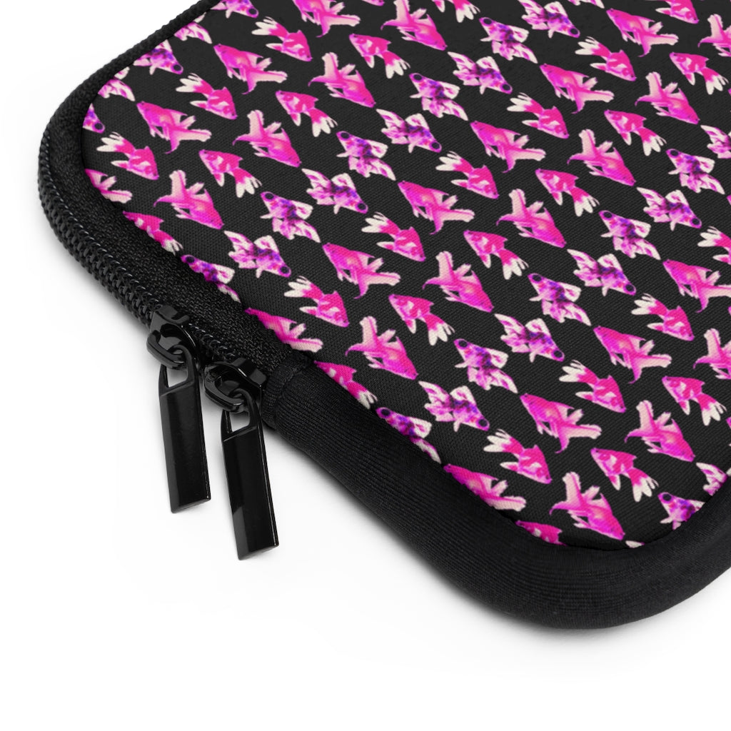 Geotrott Pink Goldfish Pattern Black Laptop Sleeve
