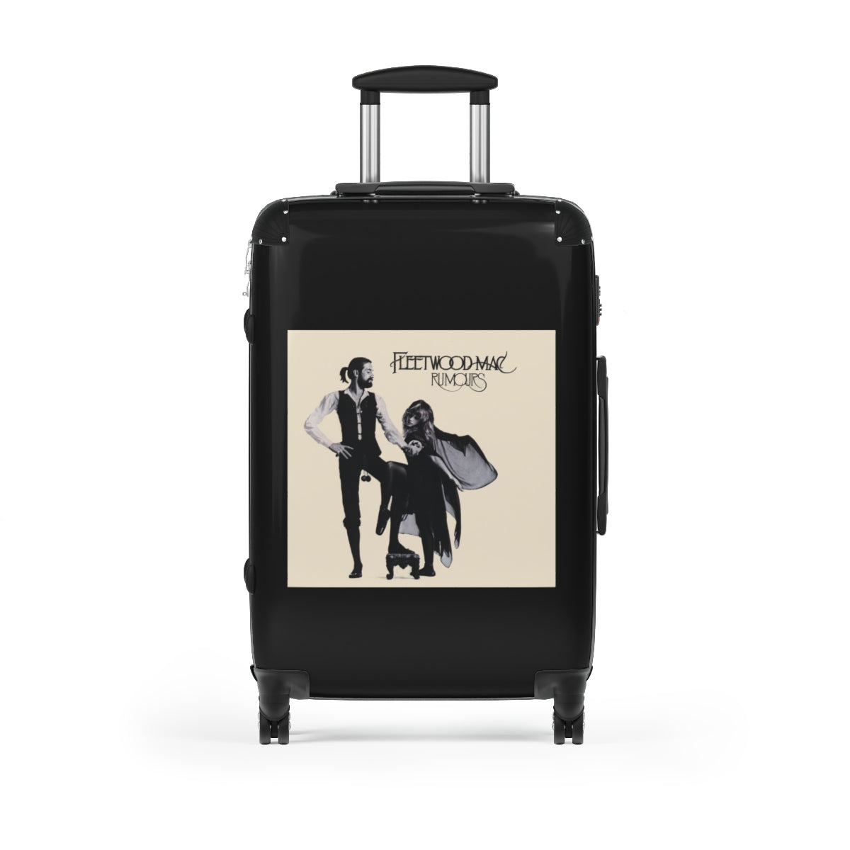Geotrott Fleetwood Mac Rumours 1977 Black Cabin Suitcase Extended Storage Adjustable Telescopic Handle Double Wheeled Polycarbonate Hard Shell Built In Lock