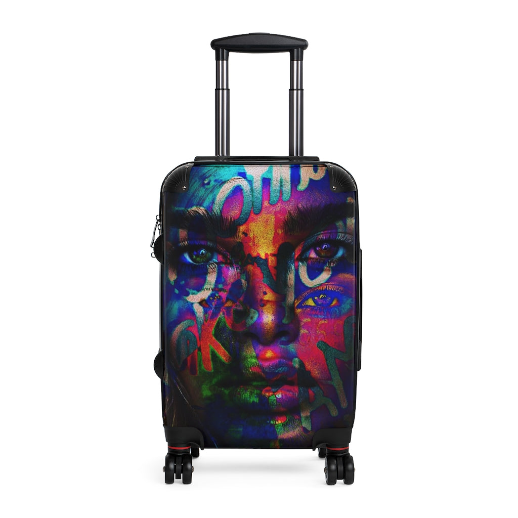 Getrott Eddy Bogaert Graffiti Art Girl Face 1 Cabin Suitcase Inner Pockets Extended Storage Adjustable Telescopic Handle Inner Pockets Double wheeled Polycarbonate Hard-shell Built-in Lock