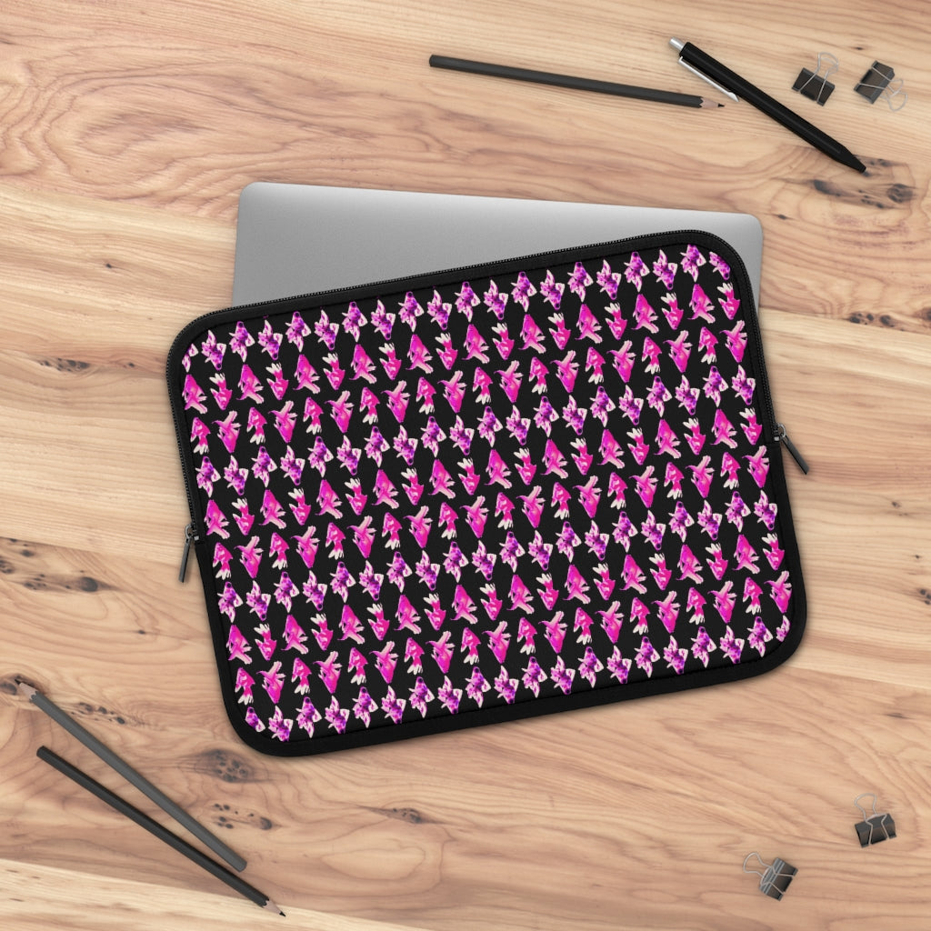 Geotrott Pink Goldfish Pattern Black Laptop Sleeve