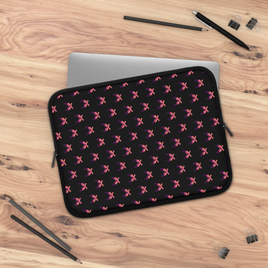Geotrott Pink Magnum Guns Pattern Black Laptop Sleeve