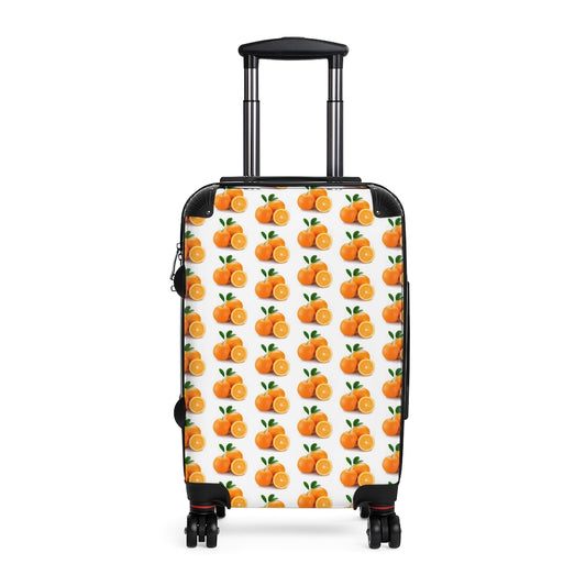 Geotrott Oranges Fruit Print Pattern Cabin Suitcase Extended Storage Adjustable Telescopic Handle Double Wheeled Polycarbonate Hard-Shell Built-In Lock