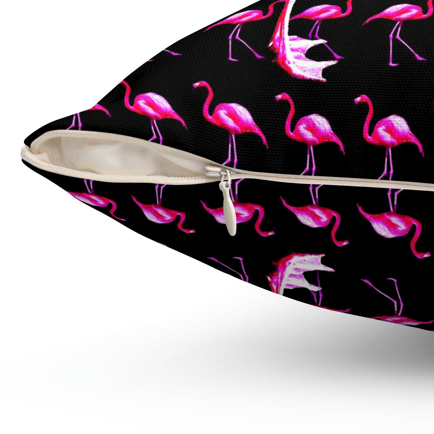 Geotrott Pink Flamingo Birds Kissing Art Spun Polyester Square Pillow