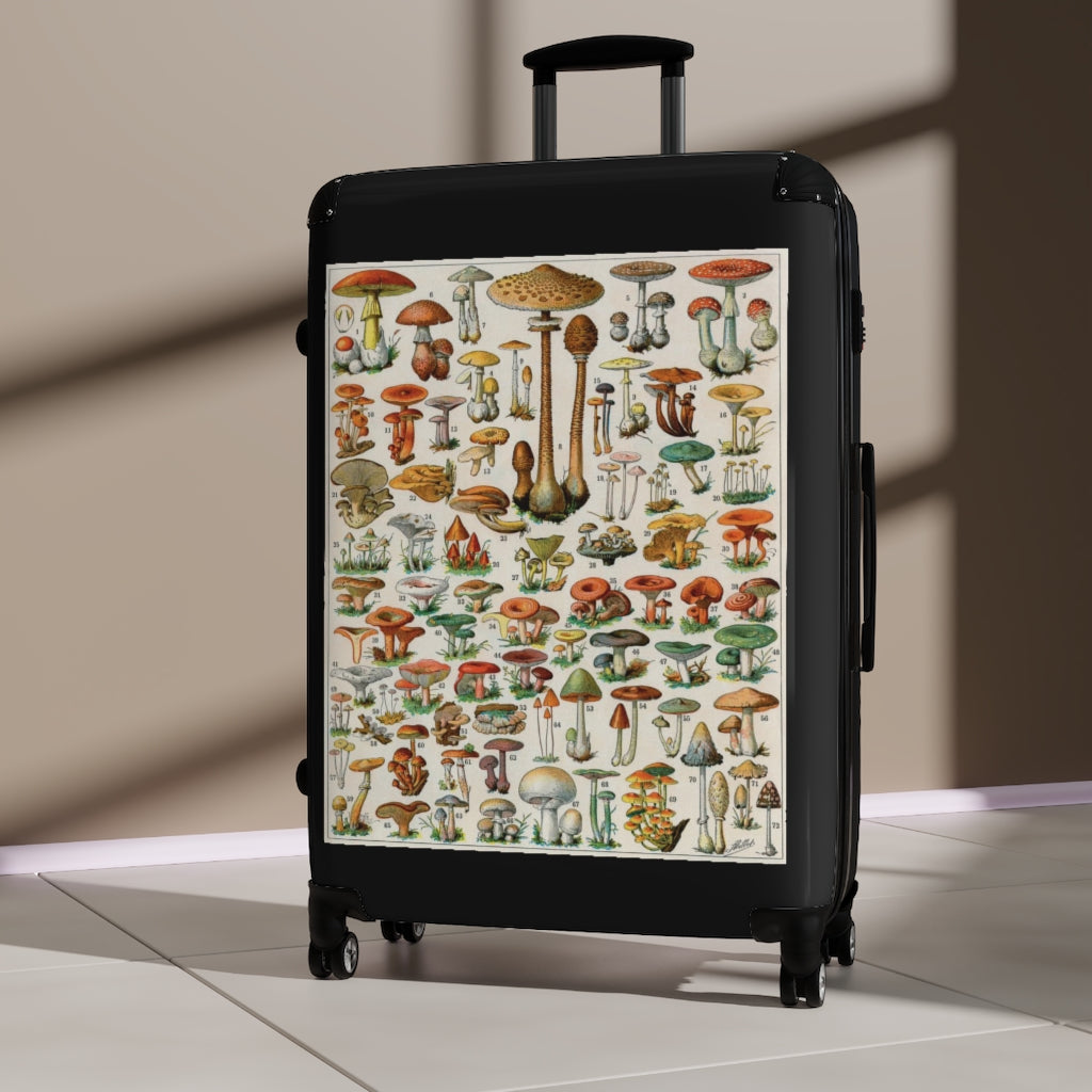 Getrott Mushroom Variaties Old Botanical World Classic Poster Cabin Suitcase Inner Pockets Extended Storage Adjustable Telescopic Handle Inner Pockets Double wheeled Polycarbonate Hard-shell Built-in Lock