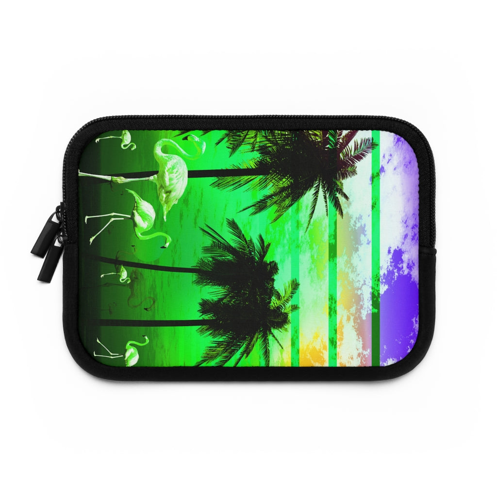Getrott Green Beach Sunset Flamingos Laptop Sleeve-Laptop Sleeve-Geotrott