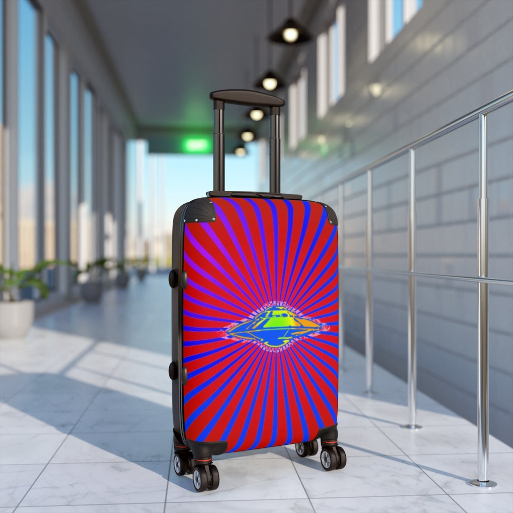 Geotrott Flying Saucer Ufo Alien Pink Blue Cabin Suitcases Extended Storage Adjustable Telescopic Handle Double Wheeled Polycarbonate Hard-Shell Built-In Lock