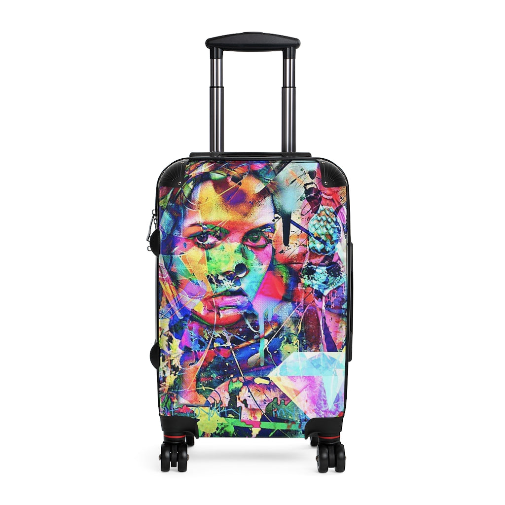 Geotrott Girl Drama Graffiti Cabin Suitcase Extended Storage Adjustable Telescopic Handle Double Wheeled Polycarbonate Hard-Shell Built-In Lock