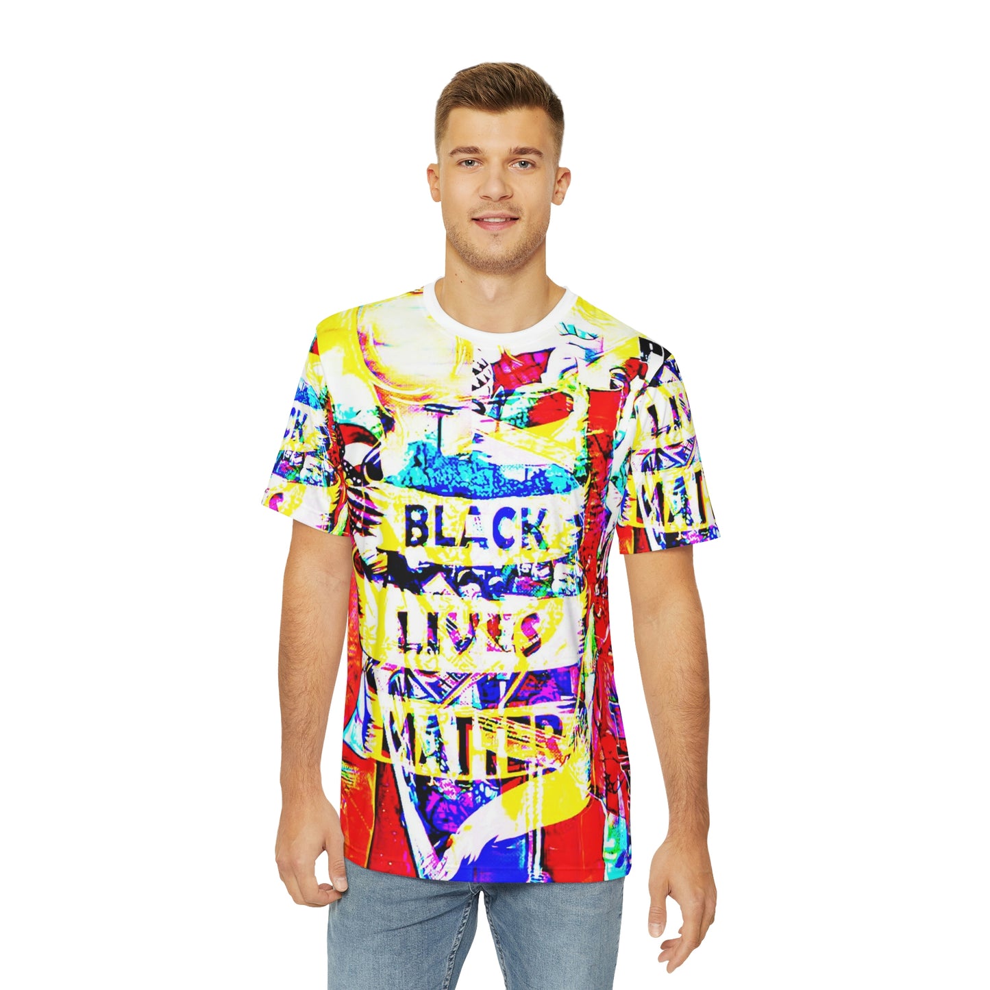 Copy Of Copy Of Copy Of Eddy Bogaert Graffiti Bieber Statue Of Liberty Art Men'S Polyester Tee (Aop)