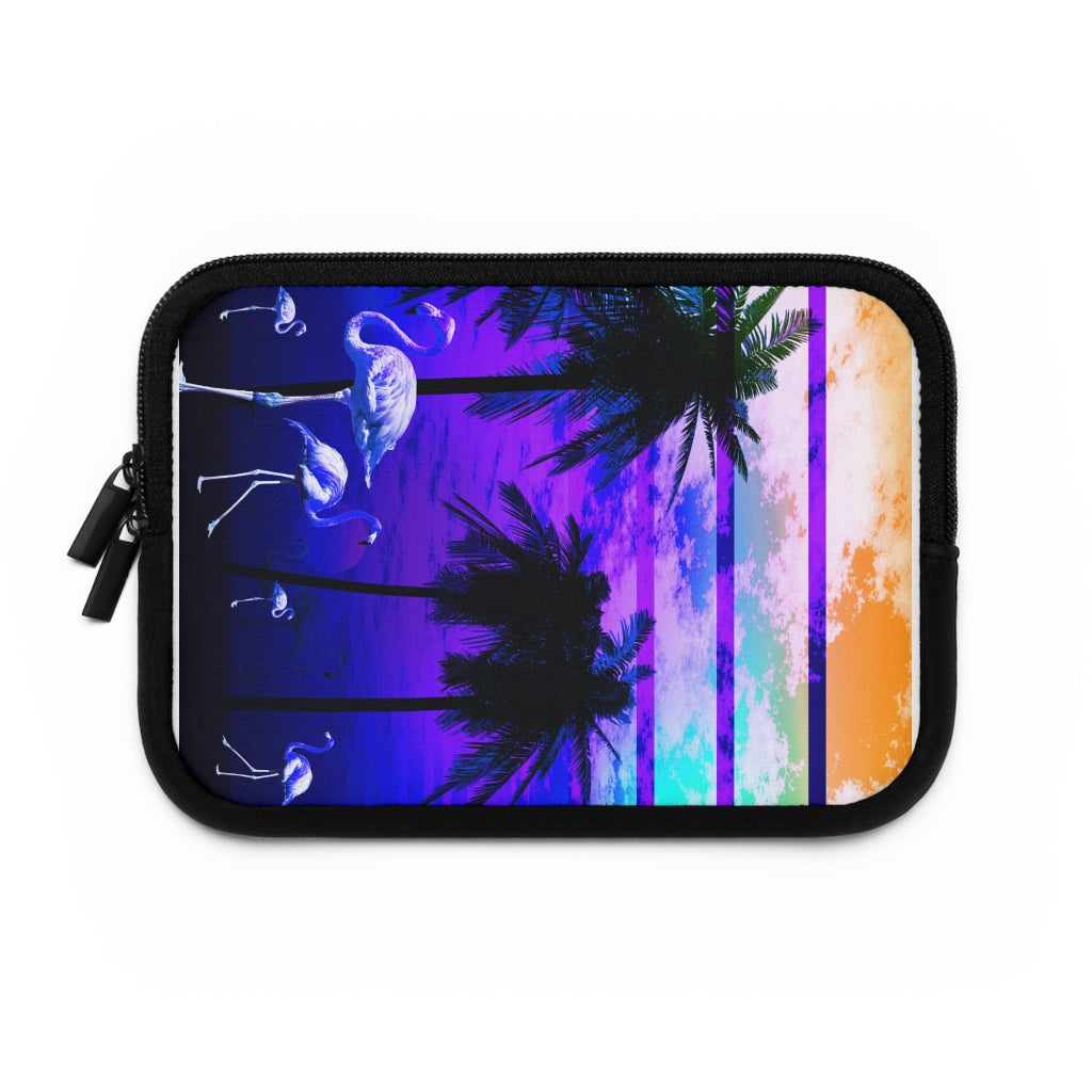 Getrott Blue Beach Sunset Flamingos Laptop Sleeve-Laptop Sleeve-Geotrott