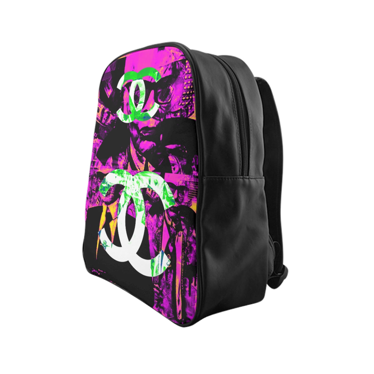 Geotrott Inspired By C H A N E L Graffiti Pink School Backpack Carry-On Travel Check Luggage 4-Wheel Spinner Suitcase Bag Multiple Colors And Sizes