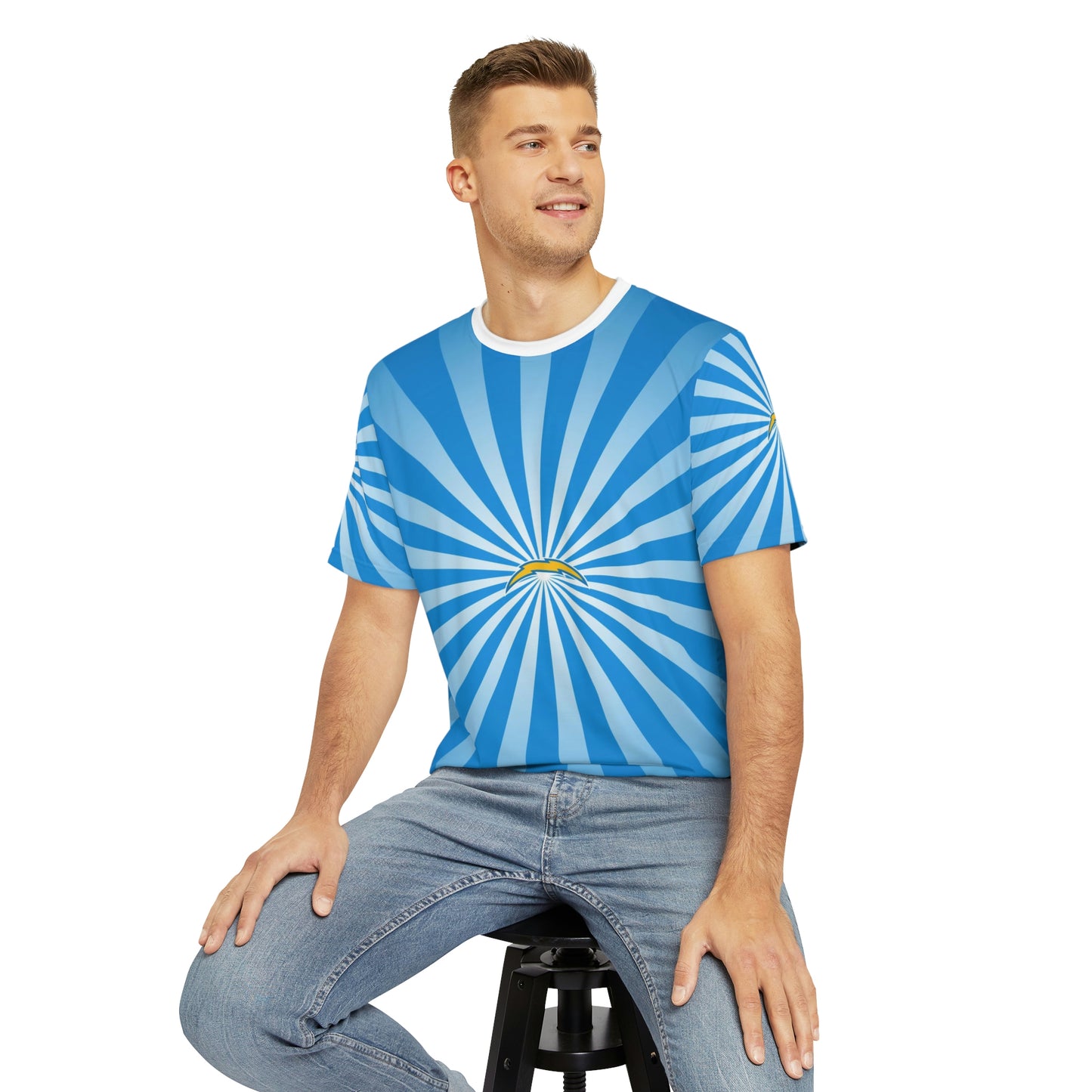 Geotrott NFL Los Angeles Chargers Men's Polyester All Over Print Tee T-Shirt-All Over Prints-Geotrott