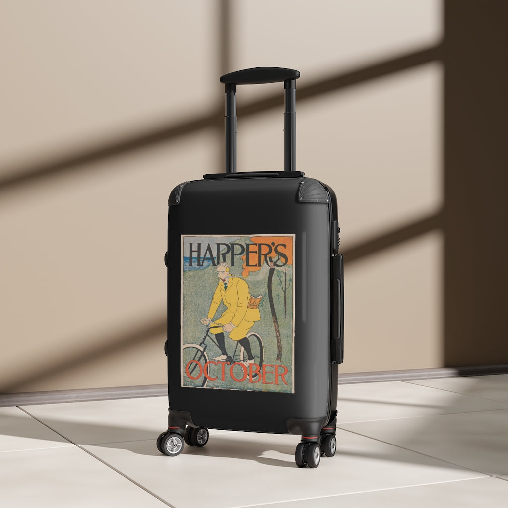 Getrott Harpers October World Classic Poster Man in Bycicle Cabin Suitcase Extended Storage Adjustable Telescopic Handle Double wheeled Polycarbonate Hard-shell Built-in Lock-Bags-Geotrott