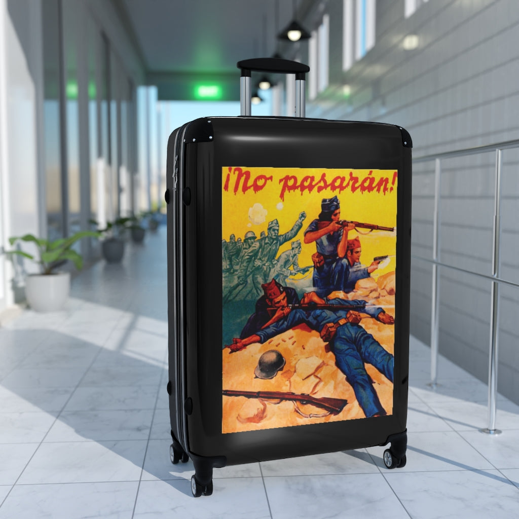 Getrott No Pasaran Spanish Civil War World Classic Poster Black Cabin Suitcase Extended Storage Adjustable Telescopic Handle Double wheeled Polycarbonate Hard-shell Built-in Lock-Bags-Geotrott