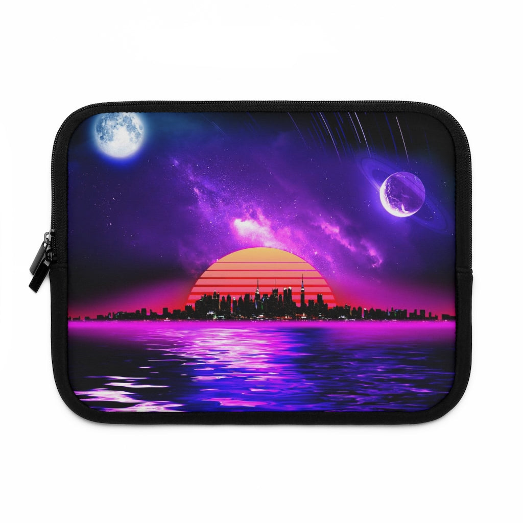 Getrott Space City Sunset Purple Black Laptop Sleeve-Laptop Sleeve-Geotrott