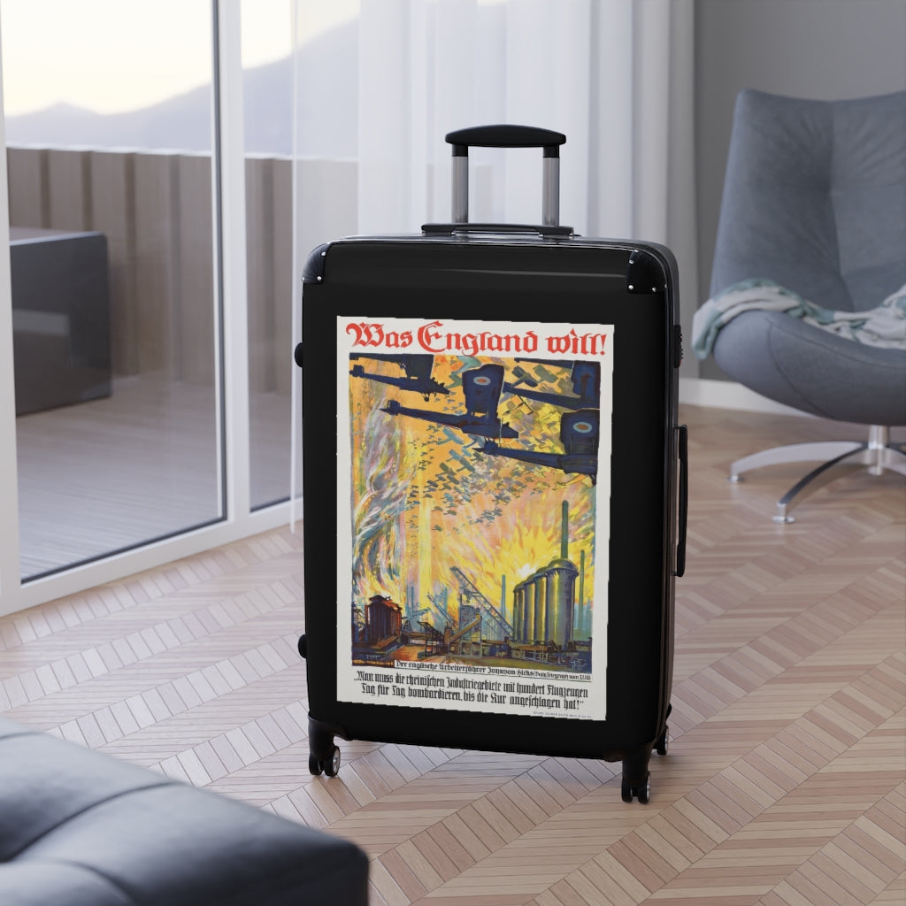Geotrott Was England Will Egon Tschirch 1918 Black Cabin Suitcase Extended Storage Adjustable Telescopic Handle Double Wheeled Polycarbonate Hard-Shell Built-In Lock
