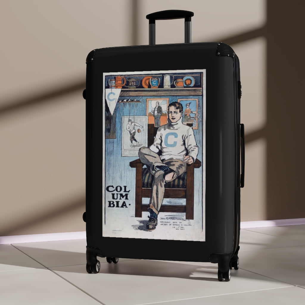 Geotrott Col Um Bia University Club World Classic Poster Black Cabin Suitcase Extended Storage Adjustable Telescopic Handle Double Wheeled Polycarbonate Hard-Shell Built-In Lock